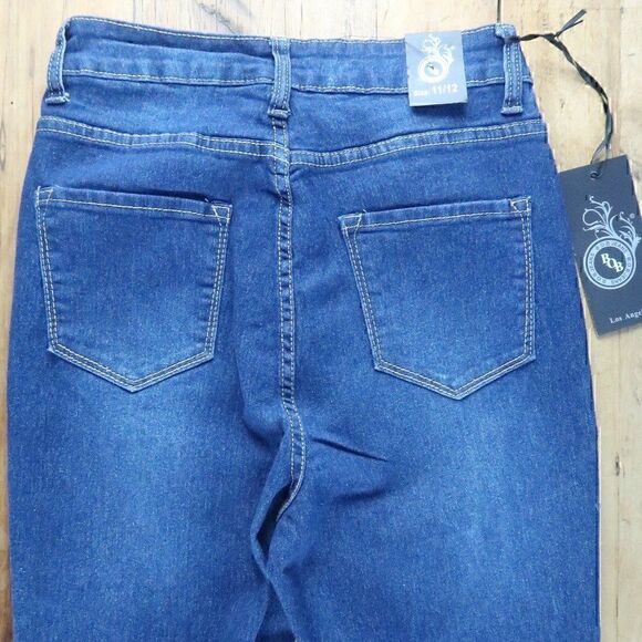 B.O.B SKINNY HIGH WAIST STRETCH DISTRESSED DARK WASH BLUE JEANS NWT - Picture 11 of 12